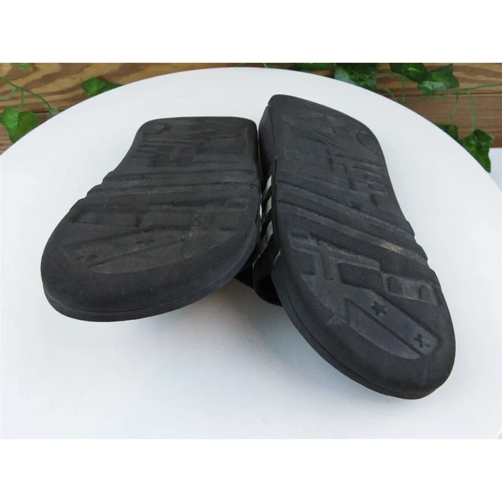 adidas Shoes Sz 2 Slide Boys Youth Black Synthetic Hook & Loop‎ Medium